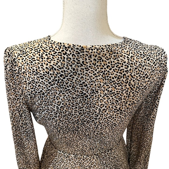 Banana Republic Belted Long Sleeve Fit & Flare Dress Women’s SZ PS in Leopard - Picture 5 of 8